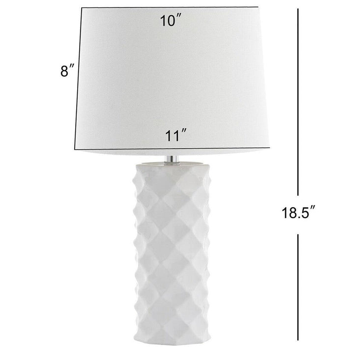 Sculpted White Ceramic Table Lamp with Cotton Shade - Table Lamps - The Well Appointed House