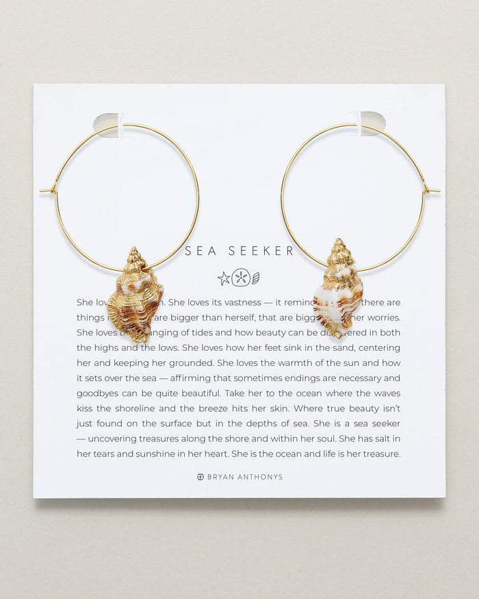 Bryan Anthonys Gold Sea Seeker Hoop Earrings On Card