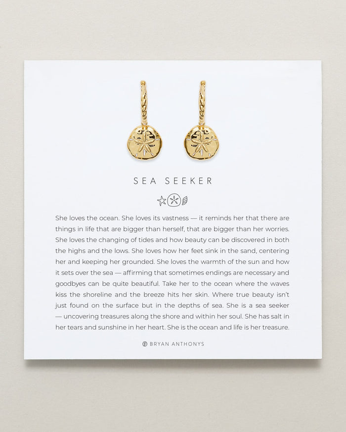 Bryan Anthonys Gold Sea Seeker Huggie Earrings On Card