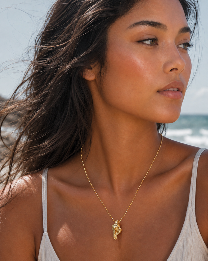 Sea Seeker Metal Shell Necklace