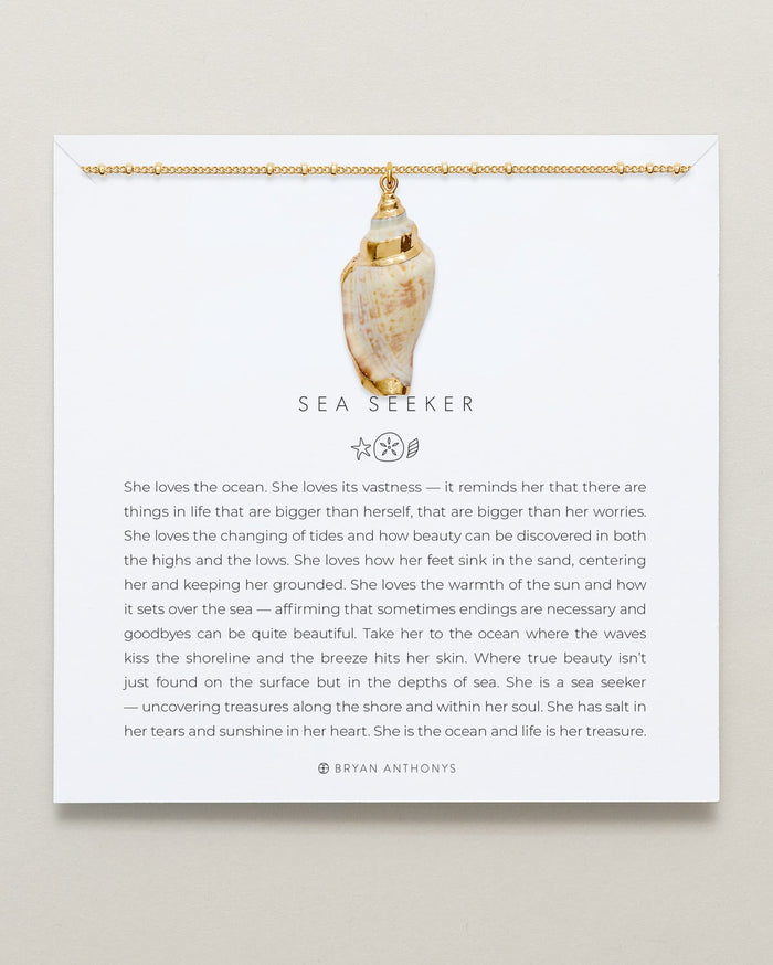 Bryan Anthonys Gold Sea Seeker Pendant Necklace On Card