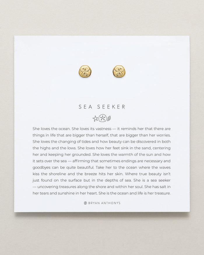 Bryan Anthonys Gold Sea Seeker Stud Earrings On Card