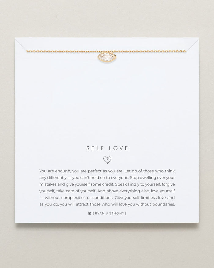 Bryan Anthonys Self Love Marquise Solitaire Necklace Gold On Card