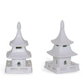 Set of 2 Short Matte White Glaze Porcelain Pagodas - Decorative Objects - The Well Appointed House