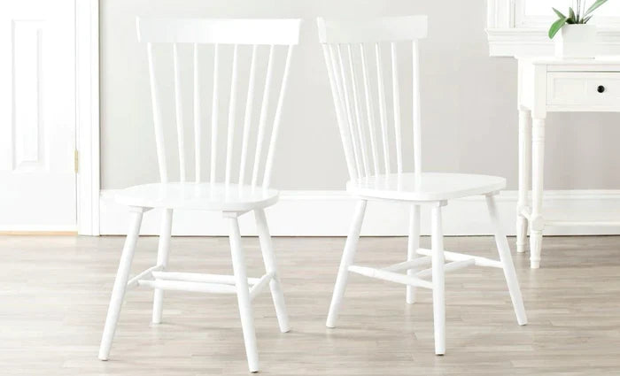 Set of 2 White Spindle Back Farmhouse Dining Side Chairs - Dining Chairs - The Well Appointed House