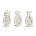 Set of 3 Decorative White Porcelain No Evil Monkeys - Decorative Objects - The Well Appointed House