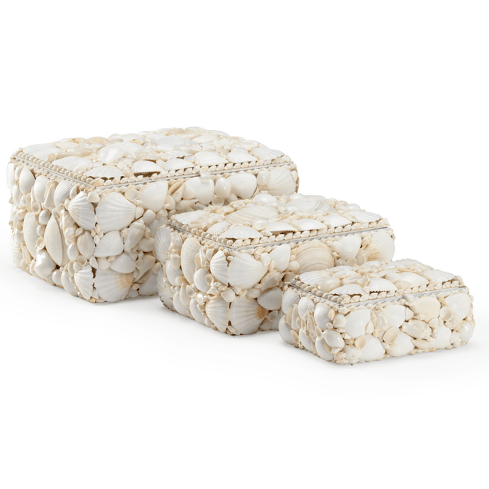 Set of 3 Natural White Decorative Shell Boxes - Decorative Boxes - The Well Appointed House