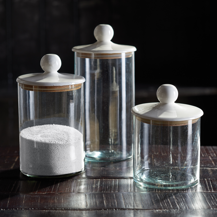Set of 3 White & Clear Classic Canisters - The Well Appointed House
