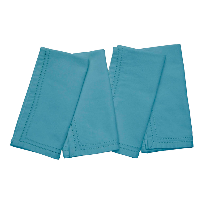 Set of 4 Betty Dusty Teal Double Eyelet Dinner Napkins - The Well Appointed House