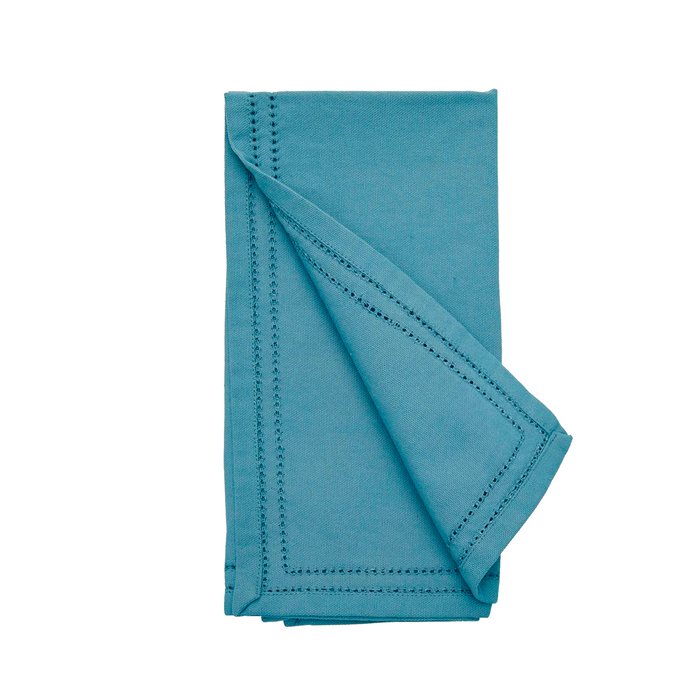 Set of 4 Betty Dusty Teal Double Eyelet Dinner Napkins - The Well Appointed House