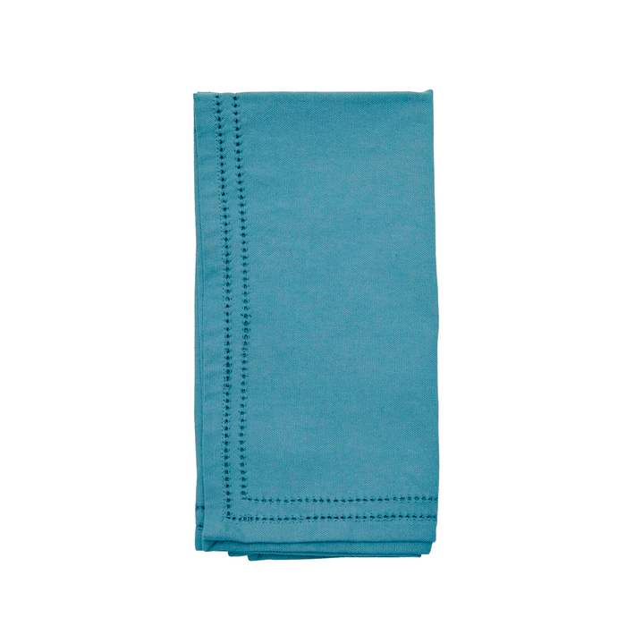 Set of 4 Betty Dusty Teal Double Eyelet Dinner Napkins - The Well Appointed House