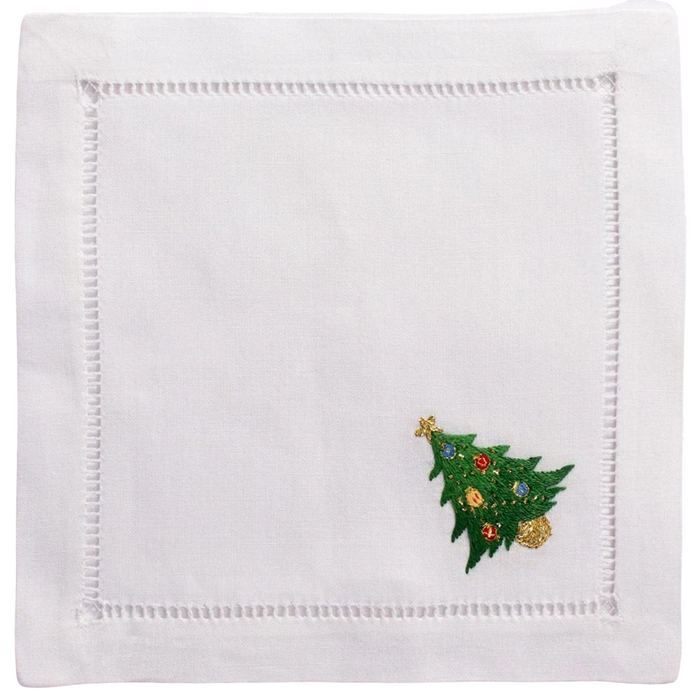 Set of 4 Christmas Tree Cocktail Napkins - Christmas Cocktail Napkins - The Well Appointed House