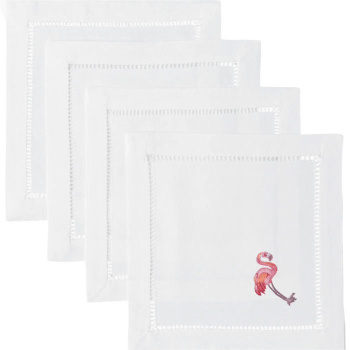 Set of 4 Flamingo Design Cocktail Napkins - Cocktail Napkins - The Well Appointed House