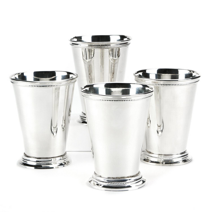 Set of 4 Lacquered Silver-Plated Brass Mint Julep Vases - Vases & Jars - The Well Appointed House