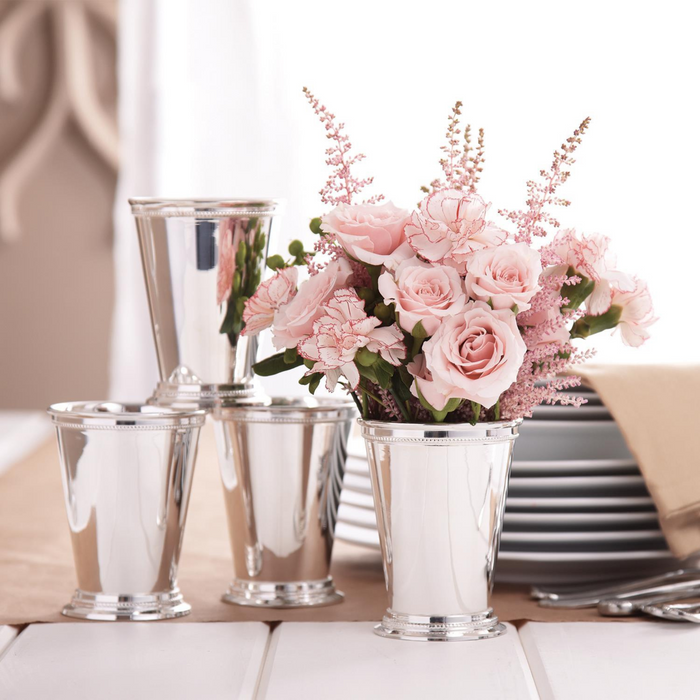 Set of 4 Lacquered Silver-Plated Brass Mint Julep Vases - Vases & Jars - The Well Appointed House