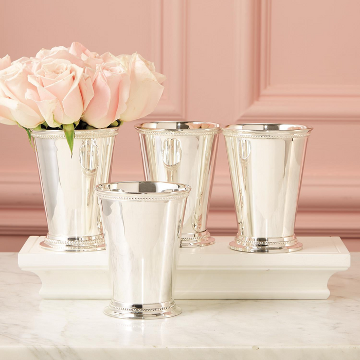 Set of 4 Lacquered Silver-Plated Brass Mint Julep Vases - Vases & Jars - The Well Appointed House