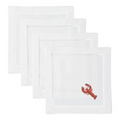 Set of 4 Lobster Embroidered Cocktail Napkins - Cocktail Napkins - The Well Appointed House