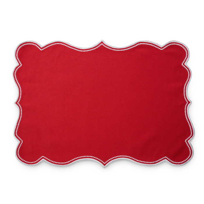 Set of 4 Noel Red & White Embroidered Placemats - The Well Appointed House