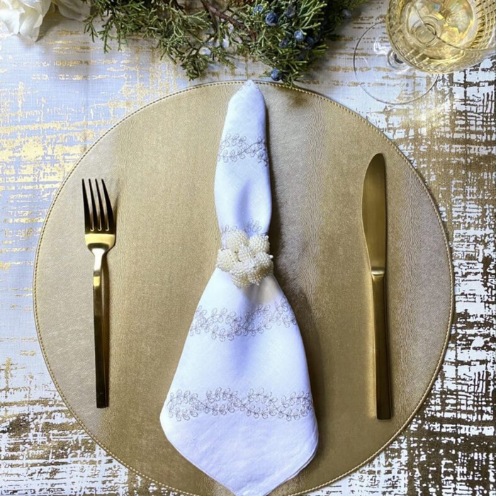 Set of 4 Pearl Cluster Napkin Rings - The Well Appointed House