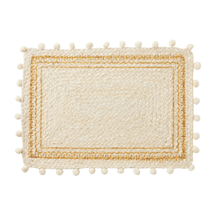 Set of 4 Rectangular Giada White & Natural Placemats - The Well Appointed House