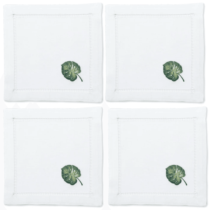 Set of 4 Tropical Leaf Cocktail Napkins - Cocktail Napkins - The Well Appointed House