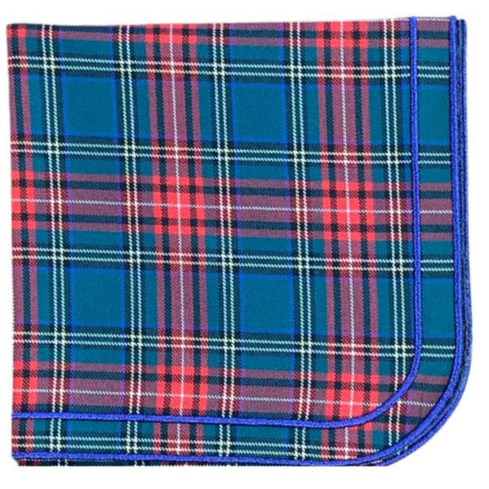 Darcy Napkin in Plaid with Blue Embroidery - Well Appointed House