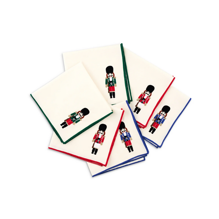 Set of 6 Embroidered Nutcracker Dinner Napkins - The Well Appointed House