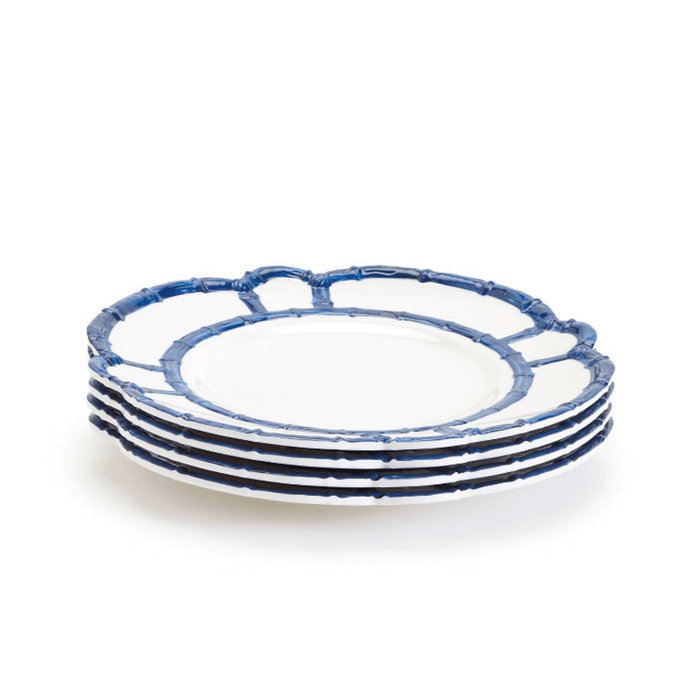 Set of Four Blue Bamboo Touch Melamine Dinner Plates - Dinnerware - The Well Appointed House