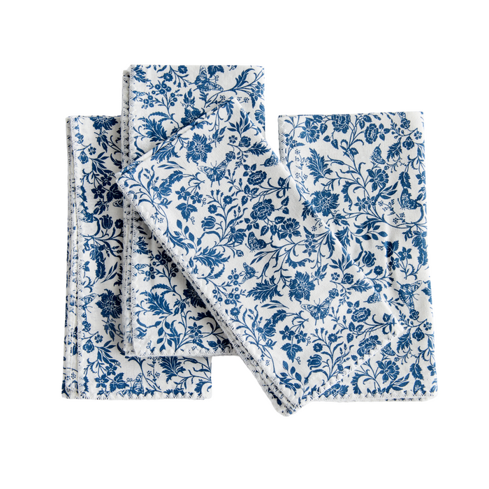 Set of Four Blue & White Bella Floral Napkins - The Well Appointed House