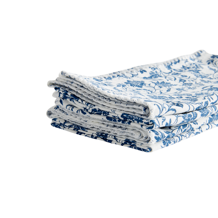 Set of Four Blue & White Bella Floral Napkins - The Well Appointed House