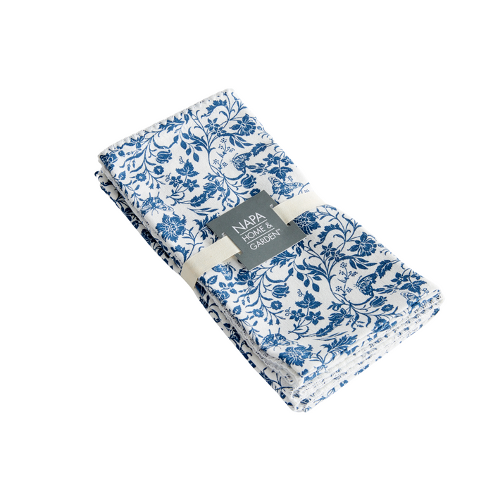 Set of Four Blue & White Bella Floral Napkins - The Well Appointed House