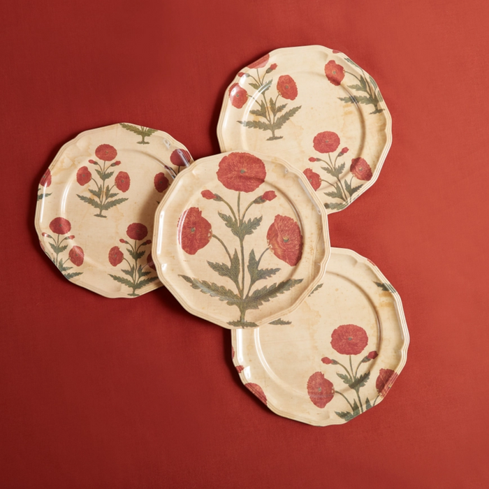 Set of Four Red Poppy Side Plates - The Well Appointed House