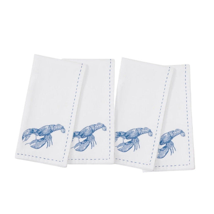 Set of Four White Cotton Napkins Lobster Motif Napkins - Dinner Napkins - The Well Appointed House