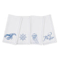 Set of Four White Cotton Napkins Sea Life Napkins - Dinner Napkins - The Well Appointed House