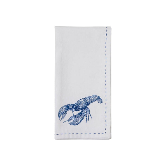 Set of Four White Cotton Napkins Sea Life Napkins - Dinner Napkins - The Well Appointed House