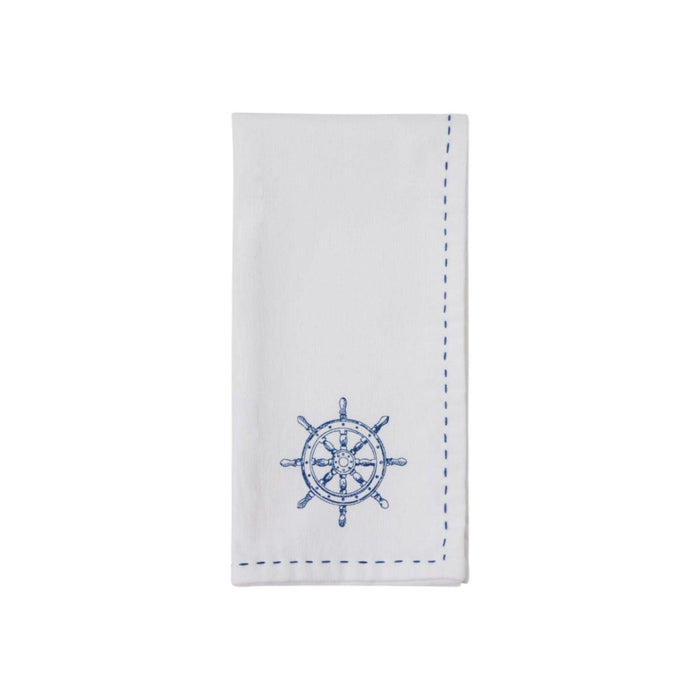 Set of Four White Cotton Napkins Sea Life Napkins - Dinner Napkins - The Well Appointed House