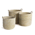 Set of Three Round Rivergrass Storage Baskets with Handles - The Well Appointed House