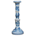 Set of Two Blue and White Chinoiserie Porcelain Candle Stand - Candlesticks & Candles - The Well Appointed House