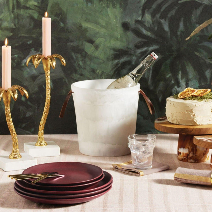 Set of Two Gold and White Palm Tree Candle Holder-Available in Two Different Sizes - Candlesticks & Candles - The Well Appointed House
