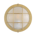 Set of Two Gold Finish Industrial Grid Outdoor Wall Sconces - Outdoor Lighting - The Well Appointed House