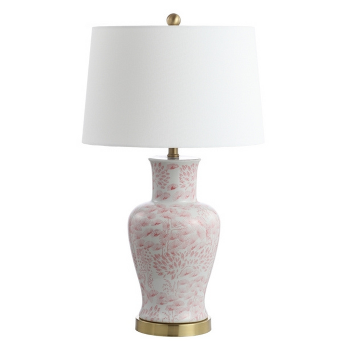 Set of Two Pink Floral Ceramic Table Lamps
