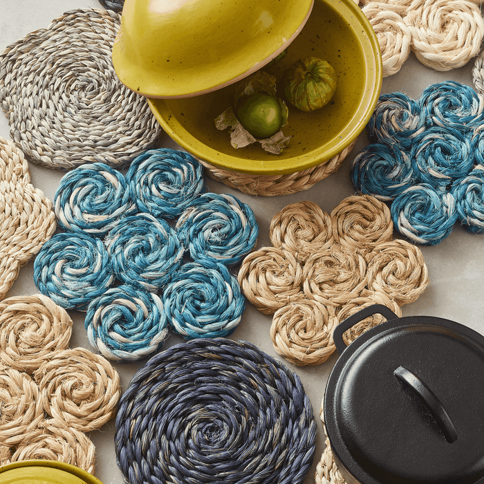 Set of Two Raffia Bleached Bubbles Pot Trivets - Baking & Cookware - The Well Appointed House