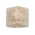 Shell Resin Napkin Rings, Pearly White, Set of Four - The Well Appointed House