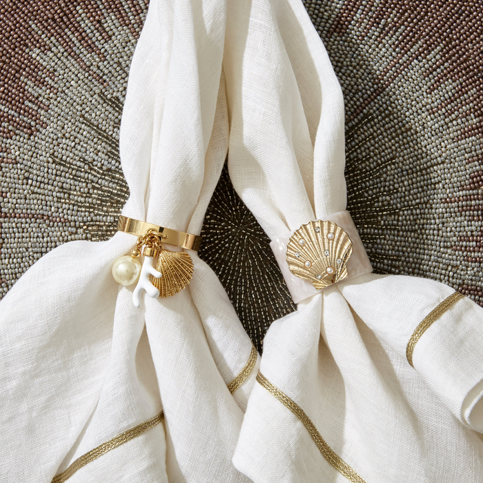 Shell Resin Napkin Rings, Pearly White, Set of Four - The Well Appointed House