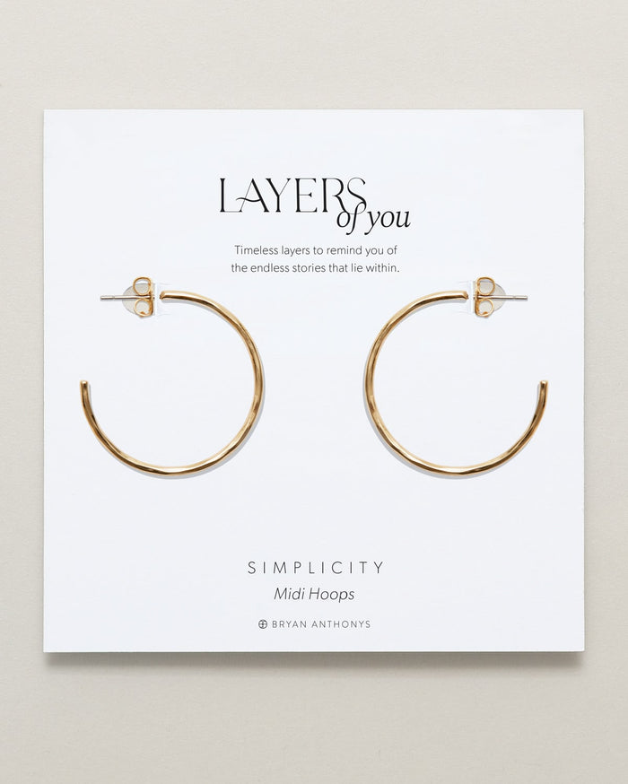 Bryan Anthonys Layers of You Gold Simplicity Midi Hoops On Card