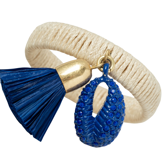 Skinny Puka Shell Napkin Rings, Blue, Set of Four - The Well Appointed House