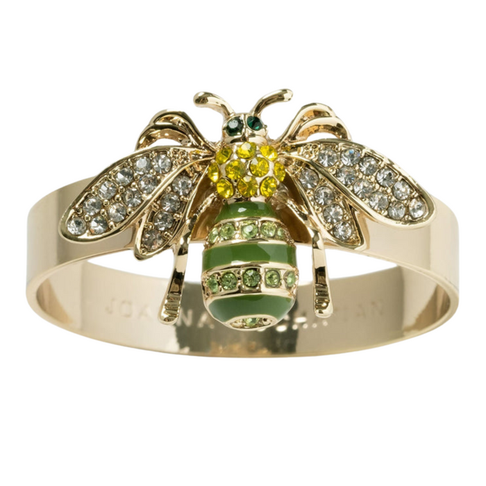 Skinny Stripey Bee Napkin Rings, Green, Set of Four - The Well Appointed House
