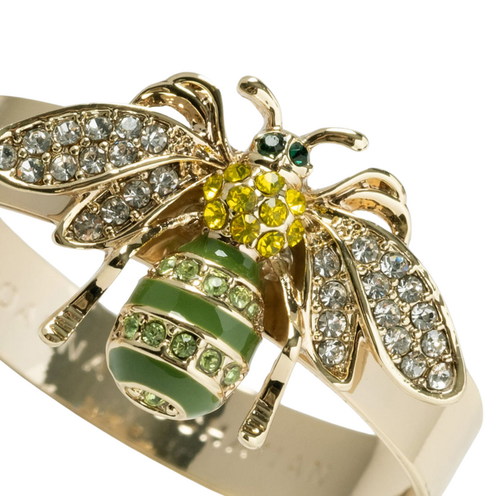 Skinny Stripey Bee Napkin Rings, Green, Set of Four - The Well Appointed House