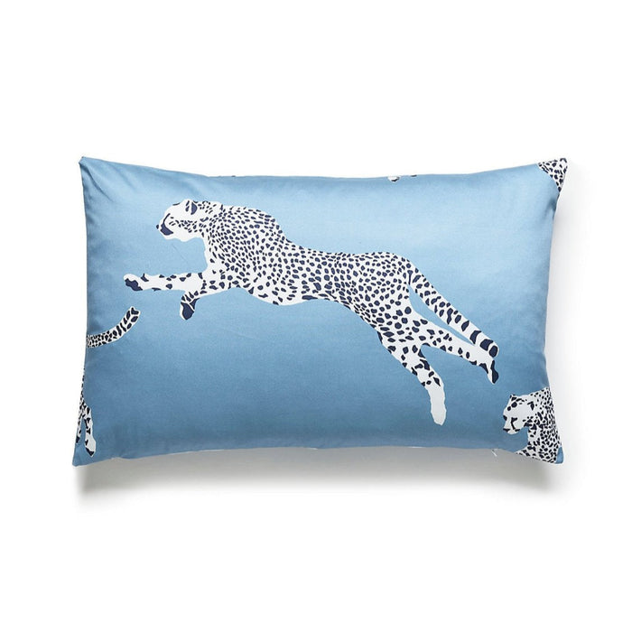 Sky Blue Leaping Cheetah Decorative Lumbar Pillow  The Well Appointed House