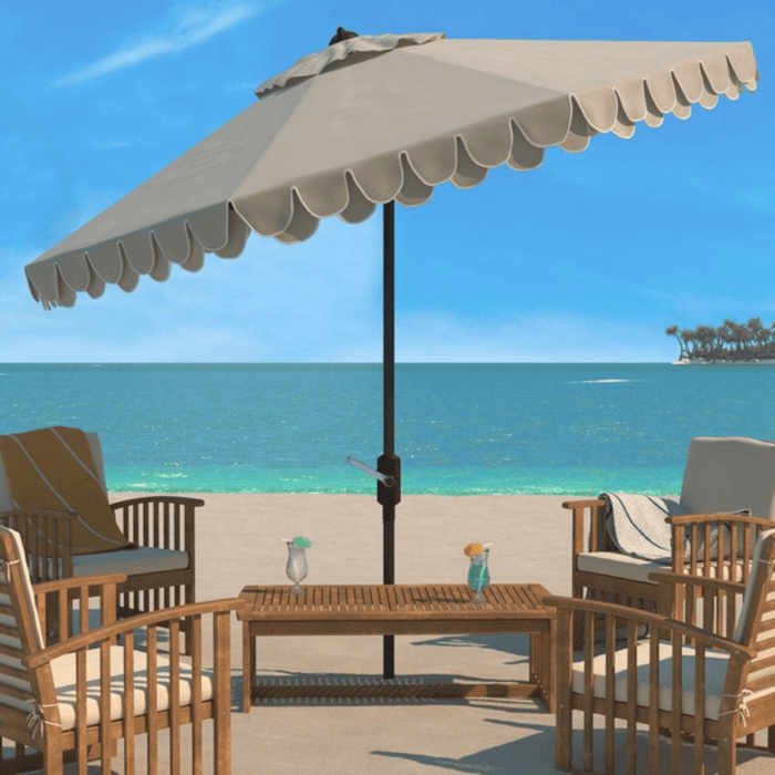 Soft Elegant Valance 11 Foot Round Umbrella in Two Colors - Outdoor Umbrellas - The Well Appointed House